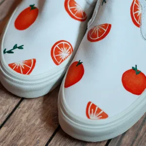 Orange Slip On Vans | Custom Hand Painted Vans | Slip On Vans