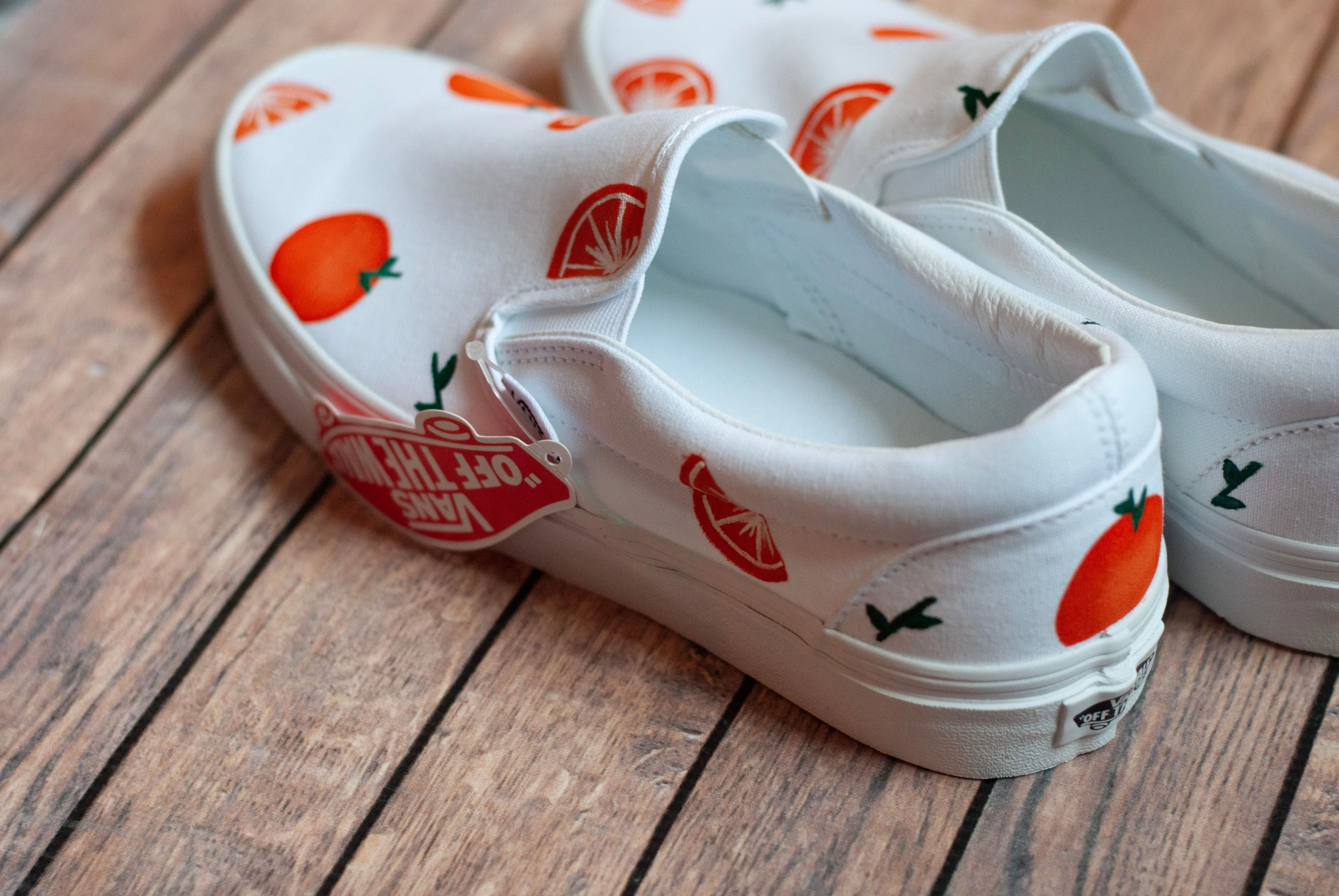 Orange Slip On Vans | Custom Hand Painted Vans | Slip On Vans