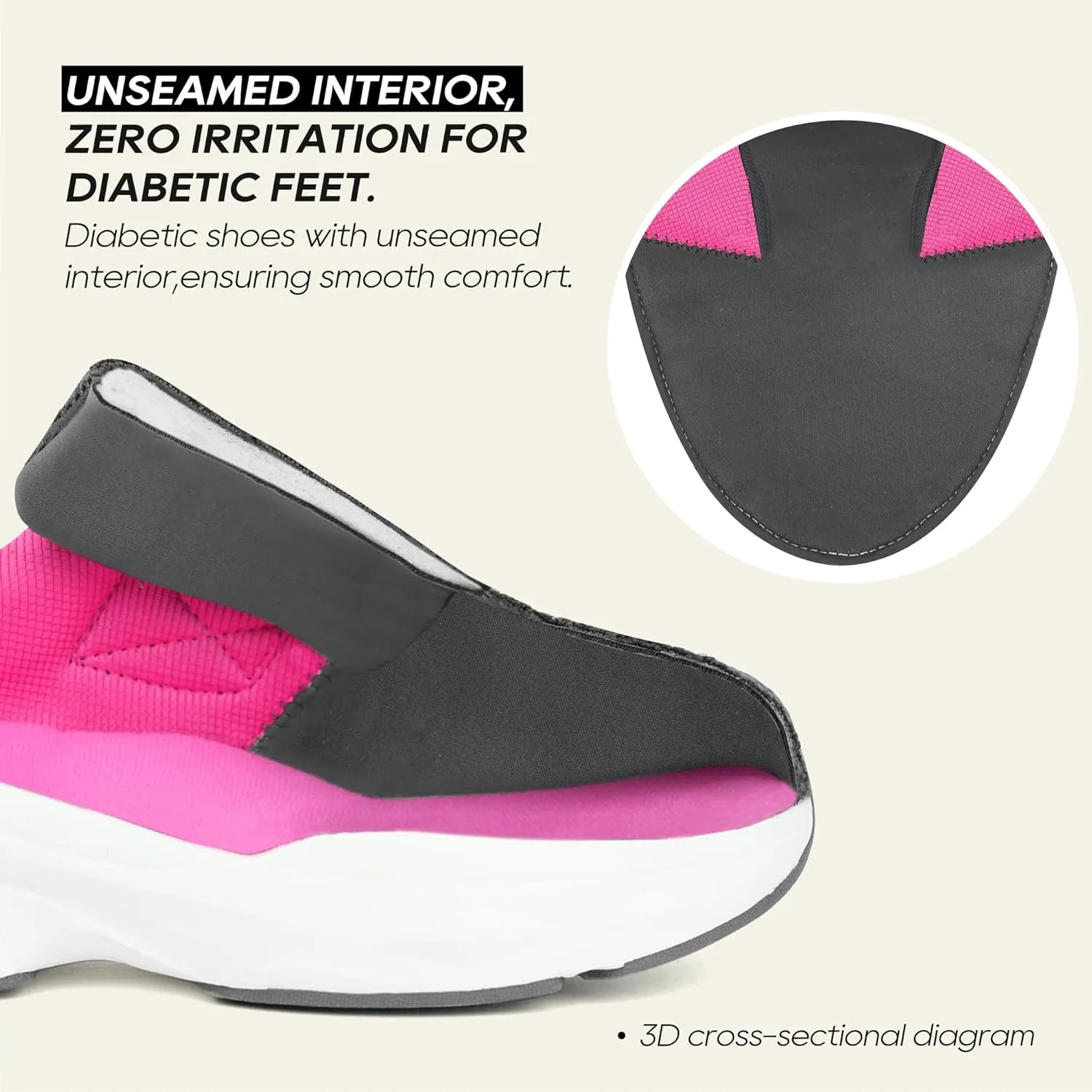 Ortho rest Women Diabetic Shoes with Adjustable Closure Orthopedic Walking Shoes Edema Shoes for Swollen Feet