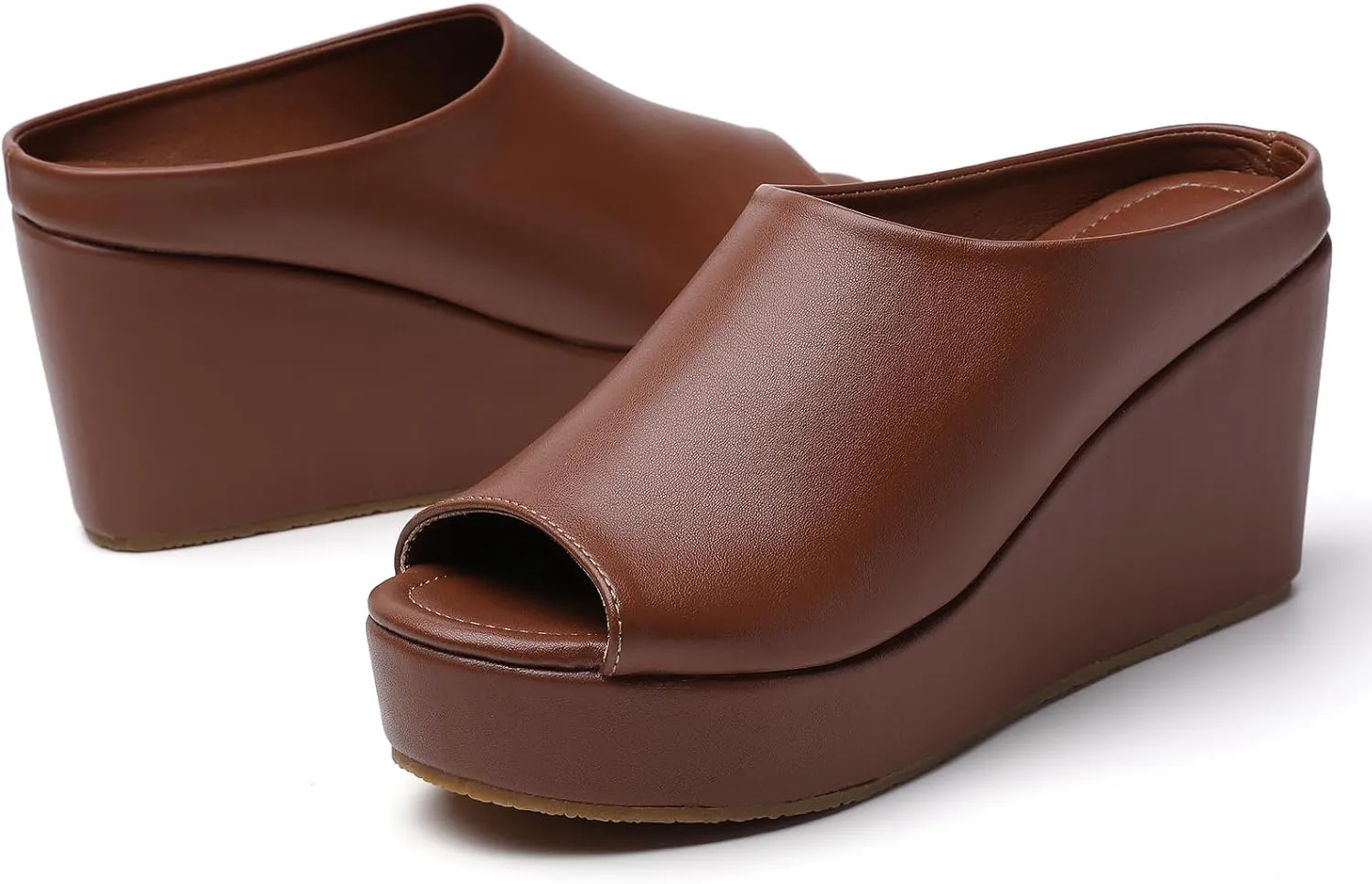 Orthopedic Wedge Sandals Women - Walking Shoes Leather Wedge Slides for Women Dressy Platform - Comfortable & Lightweight Fashion Casual Heels