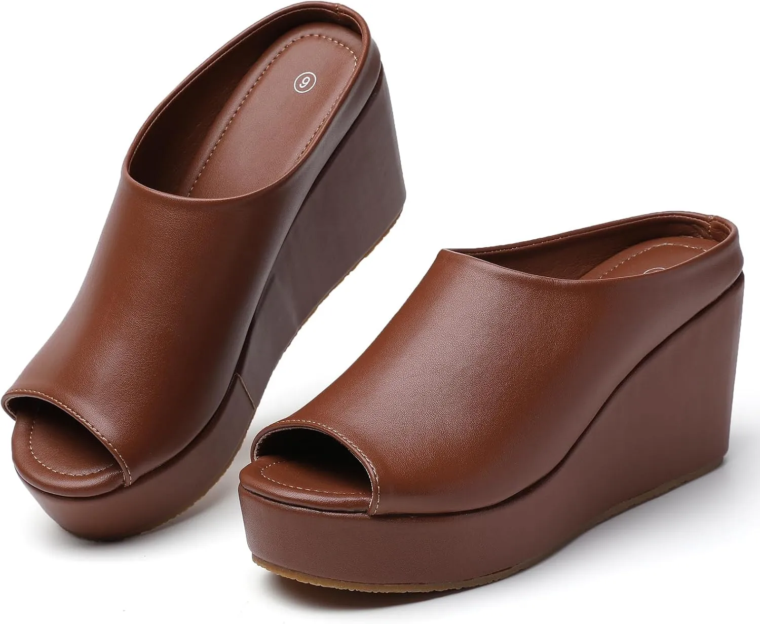 Orthopedic Wedge Sandals Women - Walking Shoes Leather Wedge Slides for Women Dressy Platform - Comfortable & Lightweight Fashion Casual Heels
