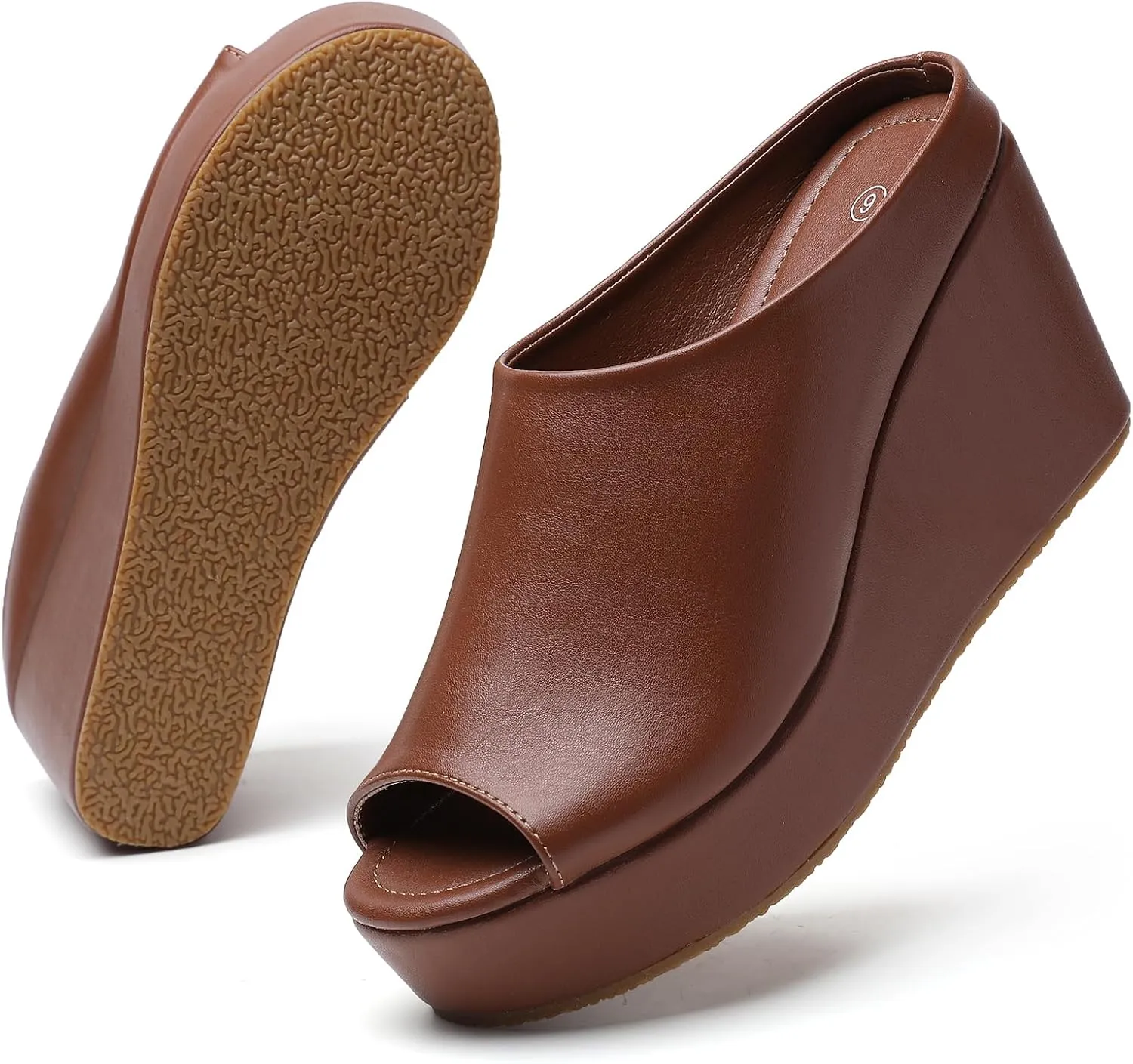 Orthopedic Wedge Sandals Women - Walking Shoes Leather Wedge Slides for Women Dressy Platform - Comfortable & Lightweight Fashion Casual Heels