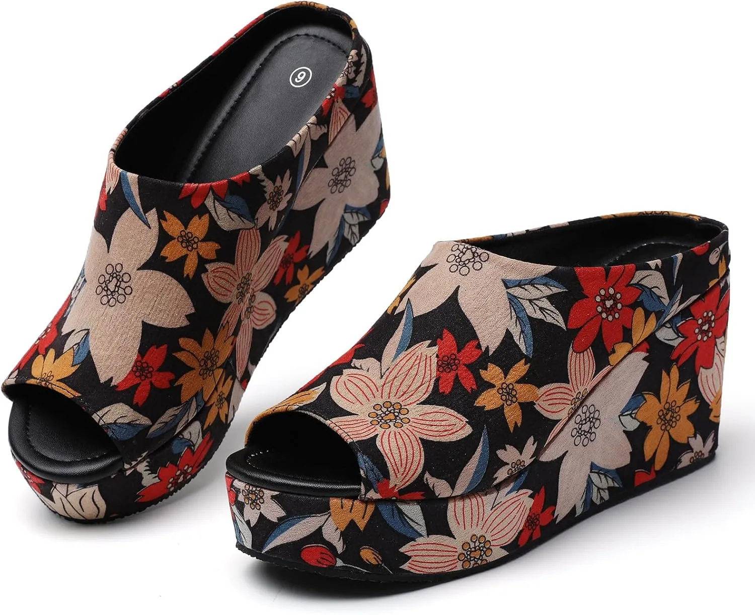 Orthopedic Wedge Sandals Women - Walking Shoes Leather Wedge Slides for Women Dressy Platform - Comfortable & Lightweight Fashion Casual Heels