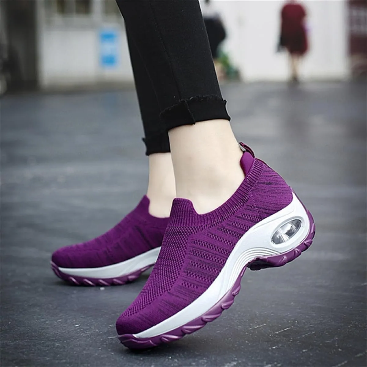 Orthoture Women's Shoes,Air Cushion Slip On Walking Shoes,Arch Support Comfort Breathable Mesh Orthopedic Platform Sneakers