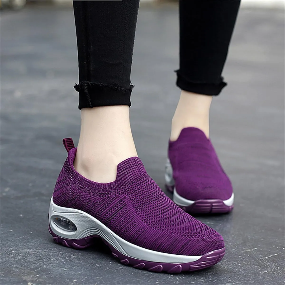 Orthoture Women's Shoes,Air Cushion Slip On Walking Shoes,Arch Support Comfort Breathable Mesh Orthopedic Platform Sneakers