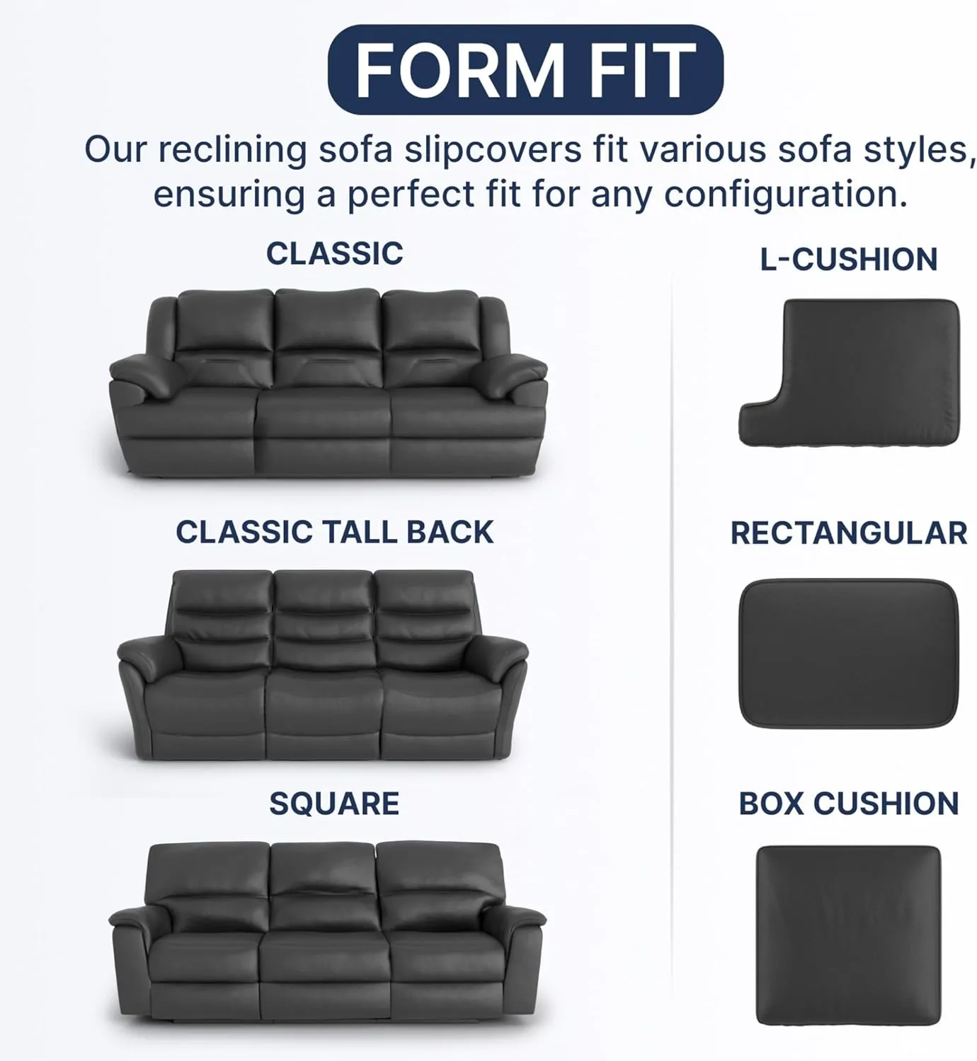 PAULATO BY GA.I.CO. Recliner Sofa Cover - Reclining Couch Slipcover - Soft Fabric Slipcover - 1-Piece Form Fit Stretch Furniture Protector - Microfibra Collection - Ash (Couch Cover)