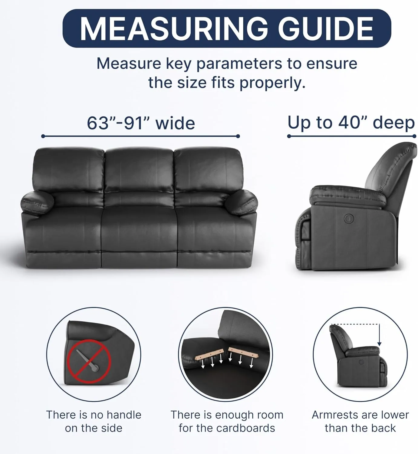 PAULATO BY GA.I.CO. Recliner Sofa Cover - Reclining Couch Slipcover - Soft Fabric Slipcover - 1-Piece Form Fit Stretch Furniture Protector - Microfibra Collection - Ash (Couch Cover)