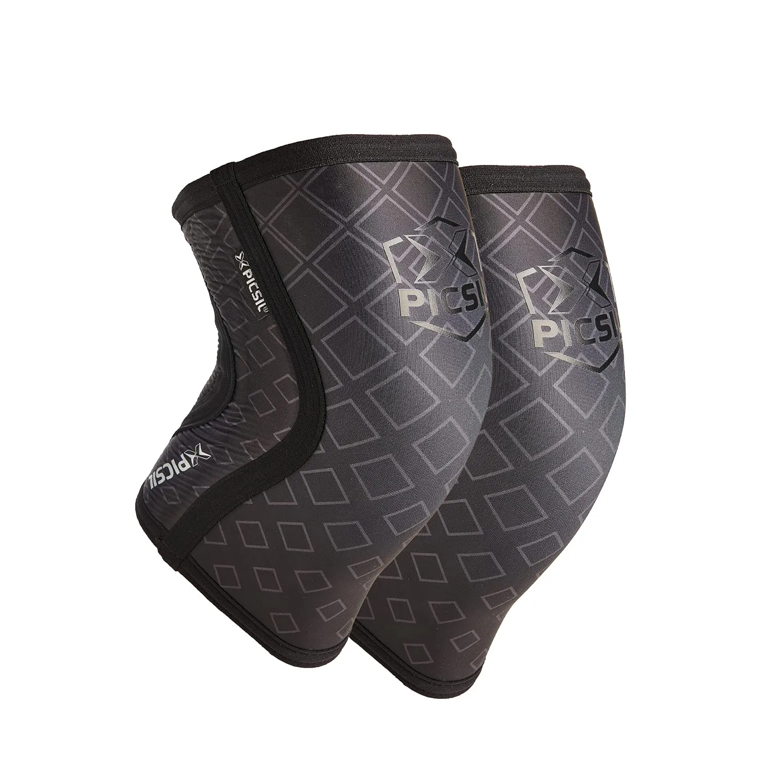 PICSIL Neoprene Knee Sleeve, Knee Brace for Stability and Compression, Stretchable Knee Pads for Training, Non-Slip, Breathable Knee Support Neoprene, Unisex, 1 Pair, 7mm Thick, Black, Extra Large