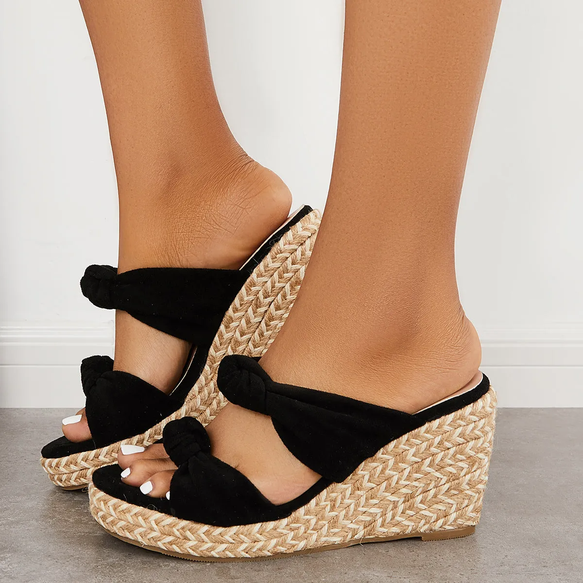 Platform Sandals Exclusive discounts Open Wedges Espadrille Bow Slide Toe High-precision