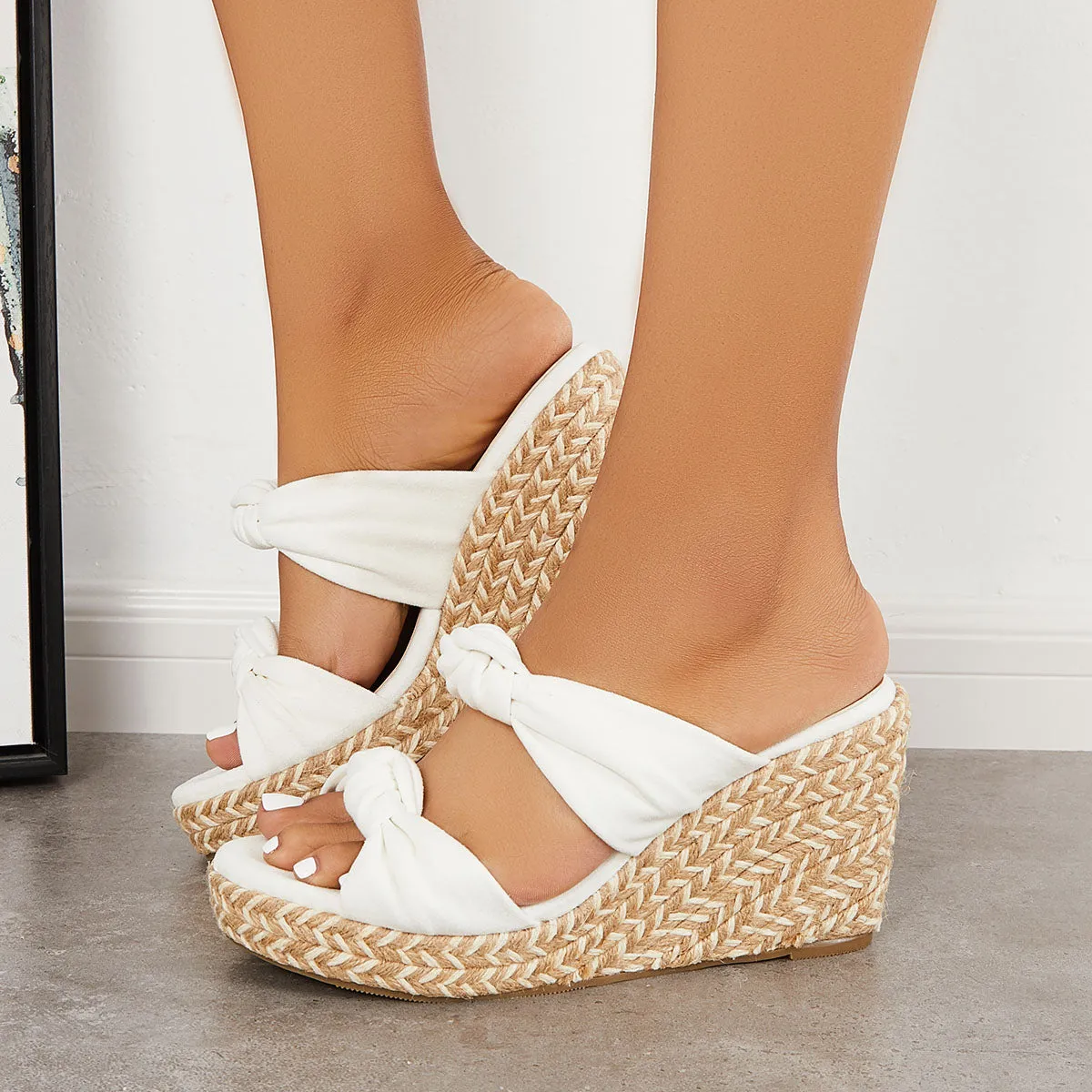 Platform Sandals Exclusive discounts Open Wedges Espadrille Bow Slide Toe High-precision