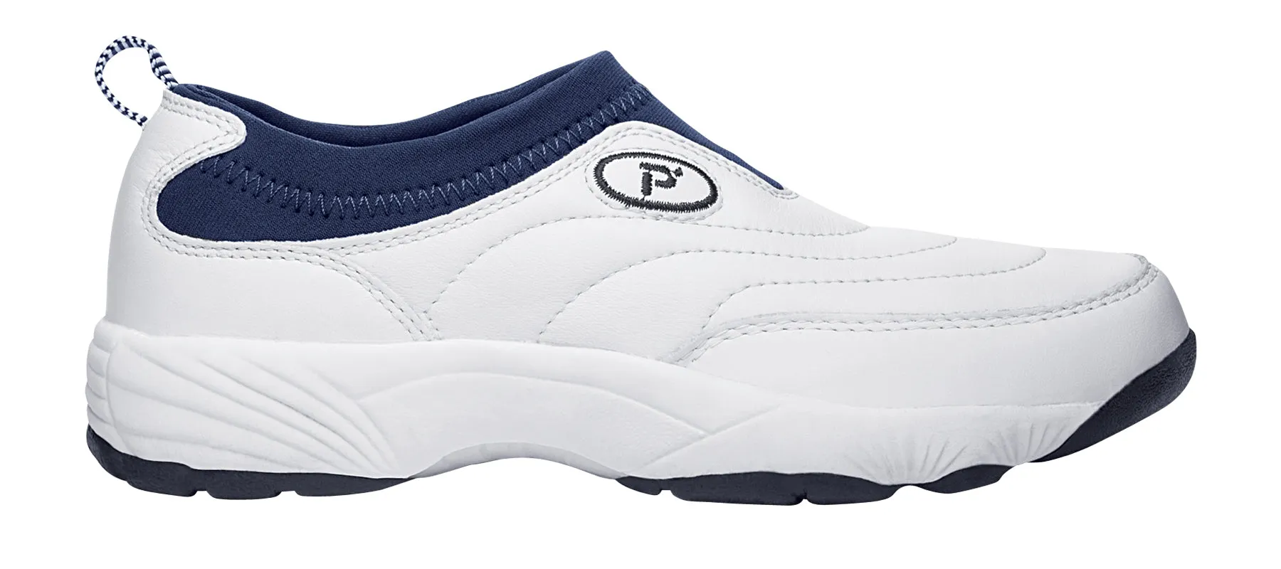 Propet Women's Slip Resistant Shoe - Wash & Wear Slip on II W3851- White/Navy