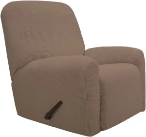 PureFit Stretch Recliner Sofa Slipcover with Pocket – Spandex Jacquard Non Slip Soft Couch Sofa Cover, Washable Furniture Protector with Elastic Bottom for Kids (Recliner, Camel)
