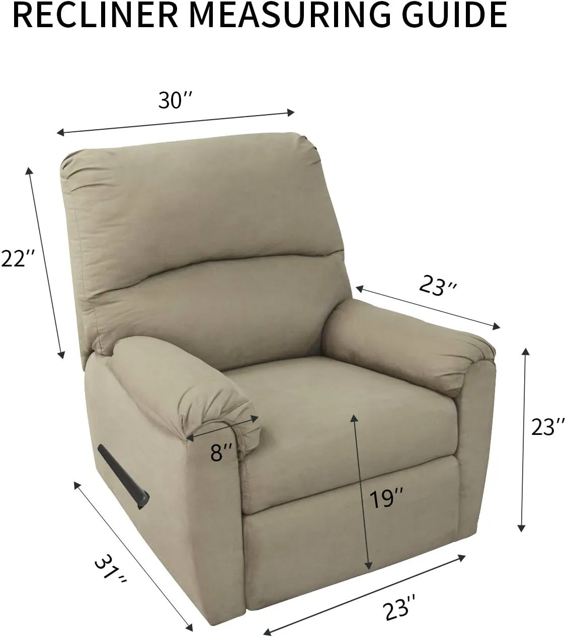 PureFit Stretch Recliner Sofa Slipcover with Pocket – Spandex Jacquard Non Slip Soft Couch Sofa Cover, Washable Furniture Protector with Elastic Bottom for Kids (Recliner, Camel)