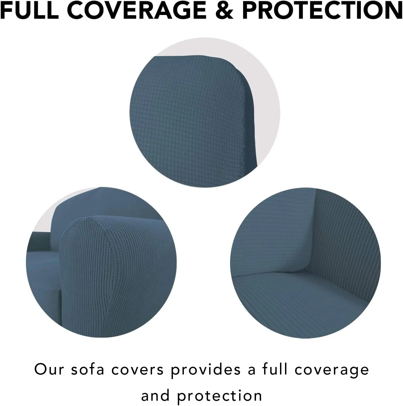 PureFit Stretch Sofa Slipcover – Spandex Jacquard Non Slip Soft Couch Sofa Cover, Washable Furniture Protector with Non Skid Foam and Elastic Bottom for Kids (Sofa, Bluestone)
