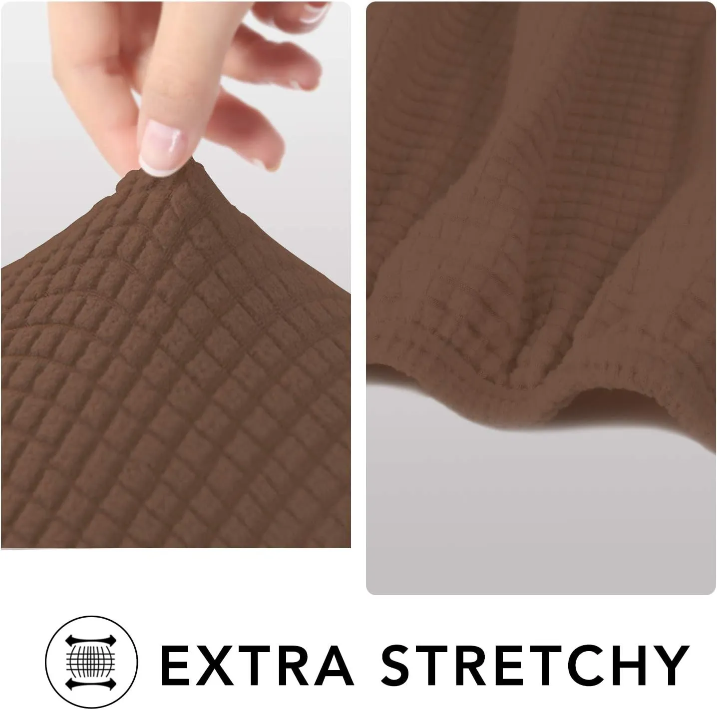 PureFit Stretch Sofa Slipcover – Spandex Jacquard Non Slip Soft Couch Sofa Cover, Washable Furniture Protector with Non Skid Foam and Elastic Bottom for Kids (Sofa, Brown)