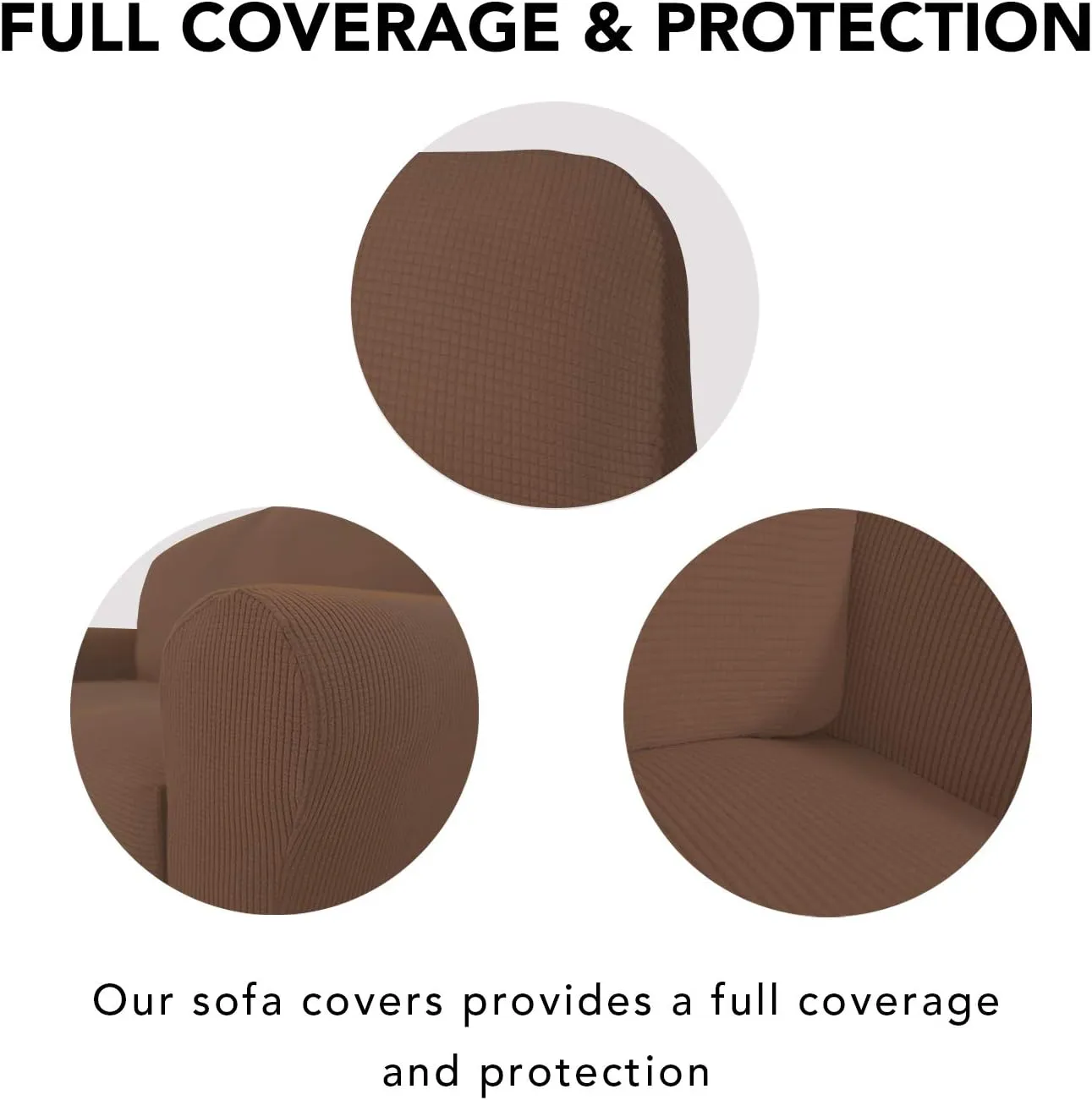 PureFit Stretch Sofa Slipcover – Spandex Jacquard Non Slip Soft Couch Sofa Cover, Washable Furniture Protector with Non Skid Foam and Elastic Bottom for Kids (Sofa, Brown)