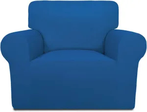 PureFit Super Stretch Chair Sofa Slipcover – Spandex Non Slip Soft Couch Sofa Cover, Washable Furniture Protector with Non Skid Foam and Elastic Bottom for Kids, Pets （Chair, Classic Blue）