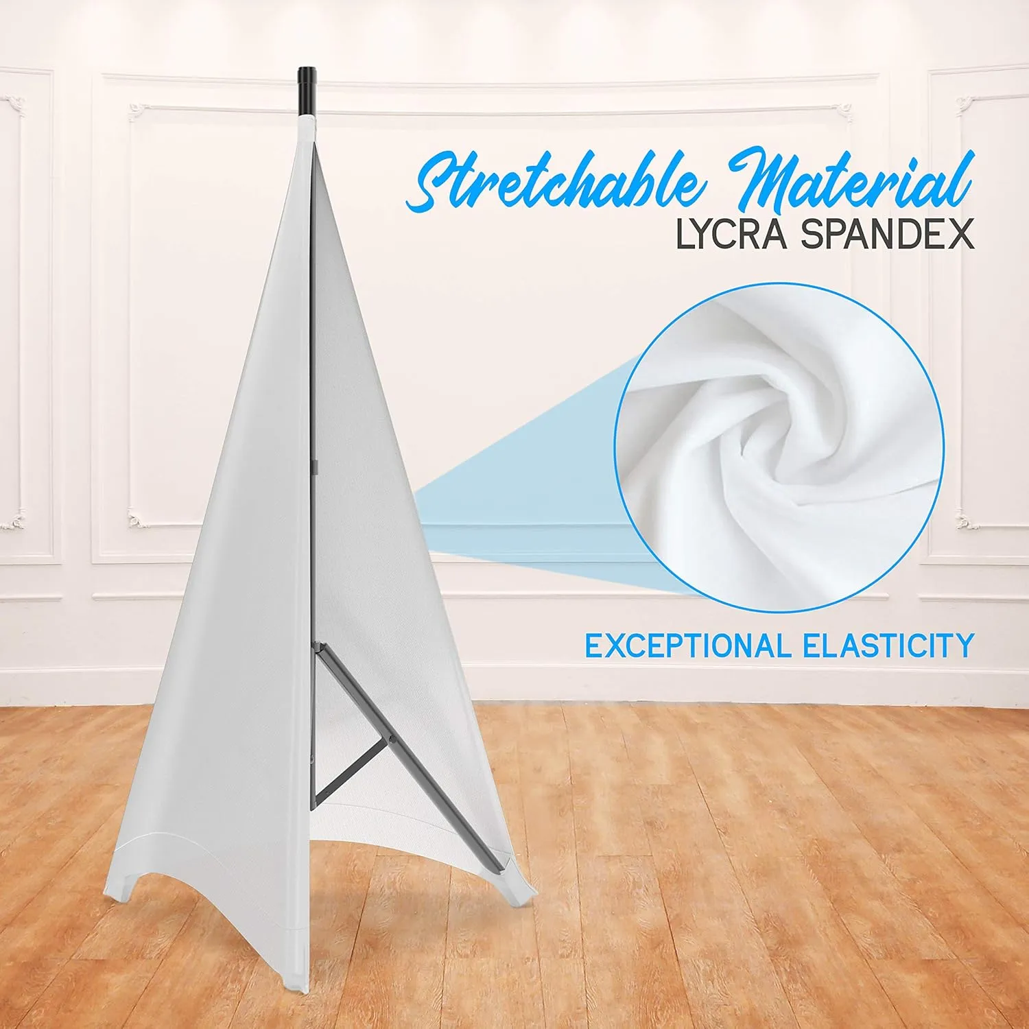 Pyle Universal Tripod Scrim-Double Sided DJ Speaker/Light Skirt Cover w/Straps, Bag, Made from Stretchable Lycra Spandex, Fit Stands Up to 75” x 43 PSCRIMW2 (White)