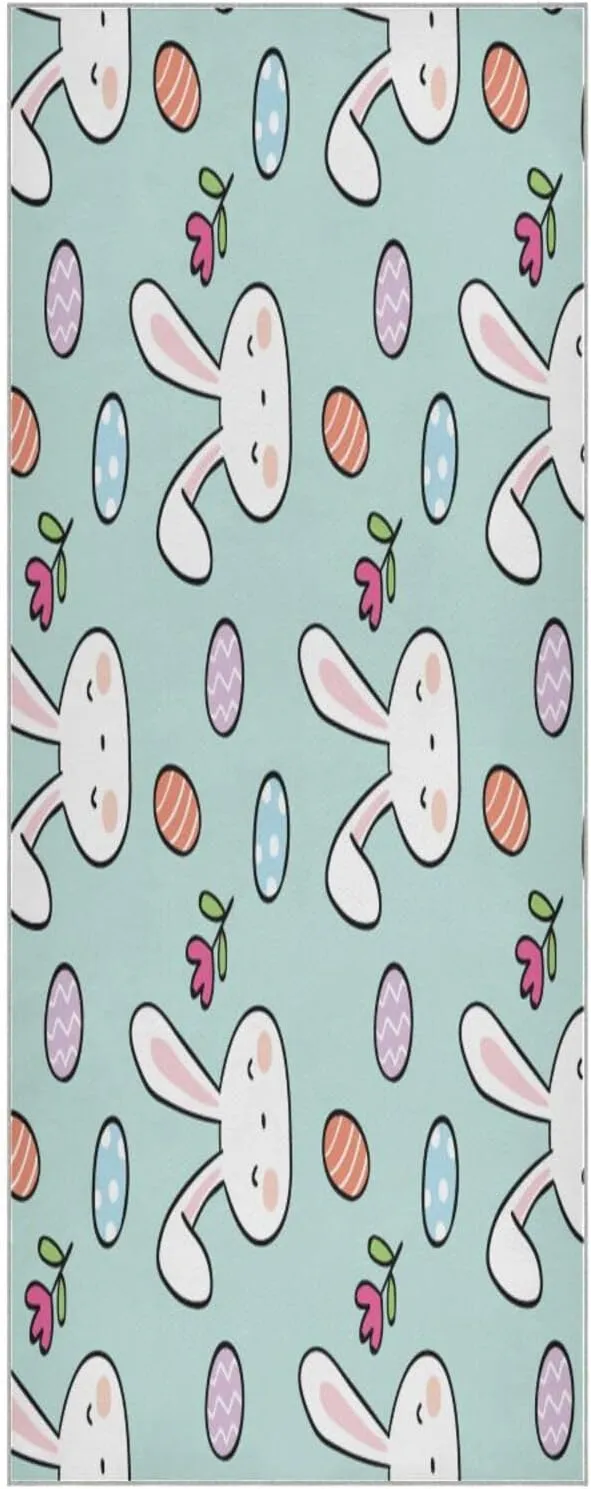 Rabbit with Icon for Easter Day Yoga Towel,Hot Yoga Mat Towel with Grip Dots Sweat Absorbent Non-Slip for Hot Yoga, 24" x72",Soft Yoga Blankets with Travel Bag,Pilates and Workout