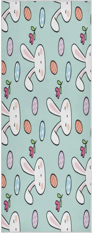 Rabbit with Icon for Easter Day Yoga Towel,Hot Yoga Mat Towel with Grip Dots Sweat Absorbent Non-Slip for Hot Yoga, 24" x72",Soft Yoga Blankets with Travel Bag,Pilates and Workout
