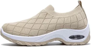 Rayootd Orthopedic Shoes for Women, Ergonomic Pain Relief Shoe, Women's Knitted Woven Low Top Walking Mesh Air Cushion Sock Sneakers Slip On