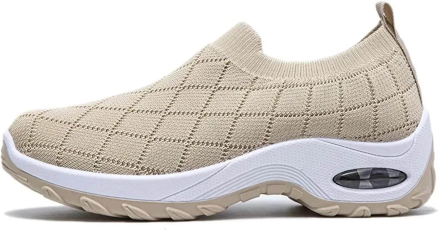 Rayootd Orthopedic Shoes for Women, Ergonomic Pain Relief Shoe, Women's Knitted Woven Low Top Walking Mesh Air Cushion Sock Sneakers Slip On
