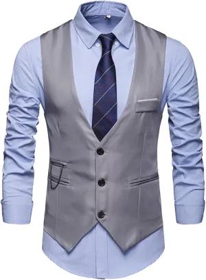 Red Vest For Men Plays Suede Retro V Neck Solid Color Pocket Button Leather Vest Jacket Vest Men'S Outerwear Vests