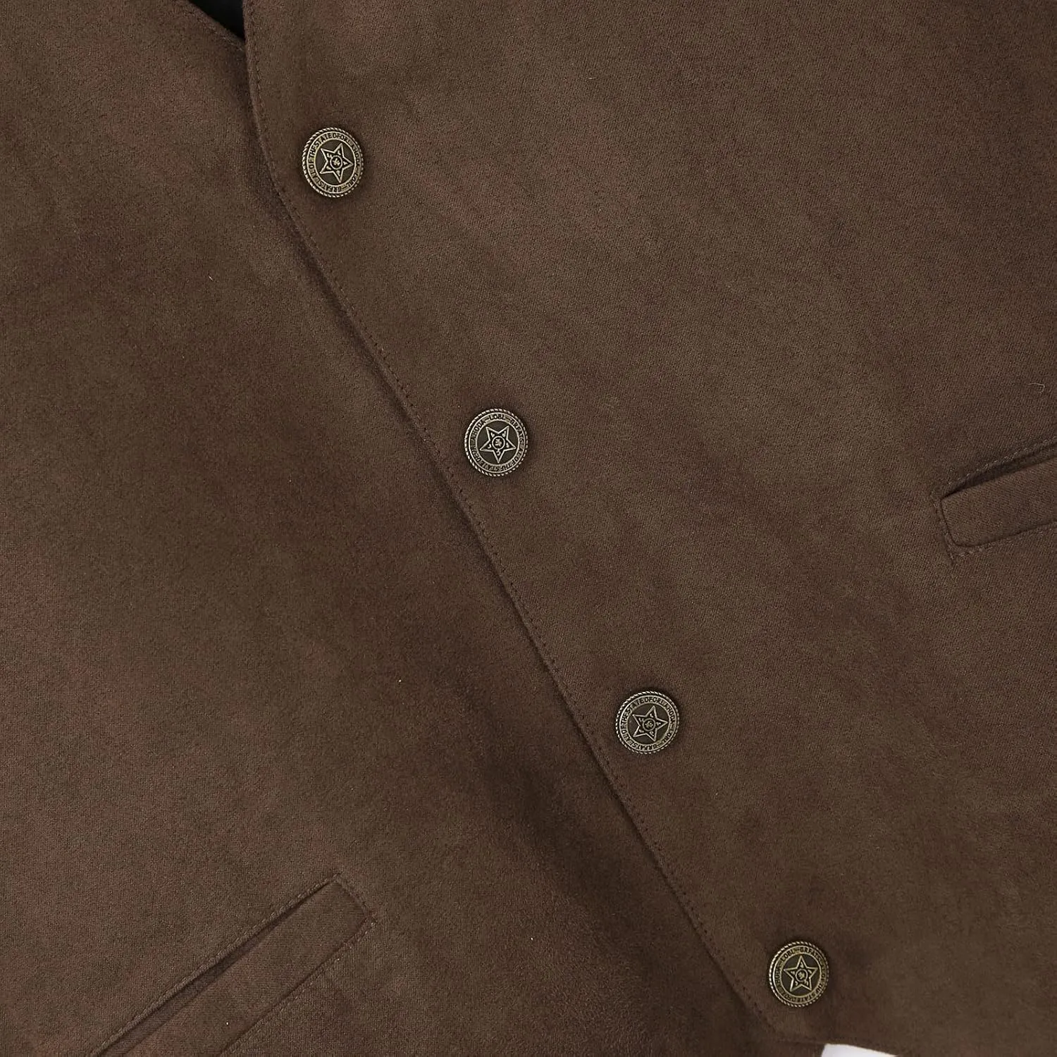 Red Vest For Men Plays Suede Retro V Neck Solid Color Pocket Button Leather Vest Jacket Vest Men'S Outerwear Vests