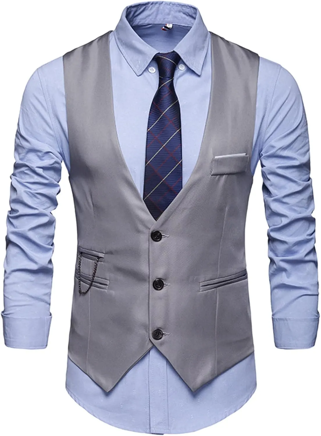 Red Vest For Men Plays Suede Retro V Neck Solid Color Pocket Button Leather Vest Jacket Vest Men'S Outerwear Vests
