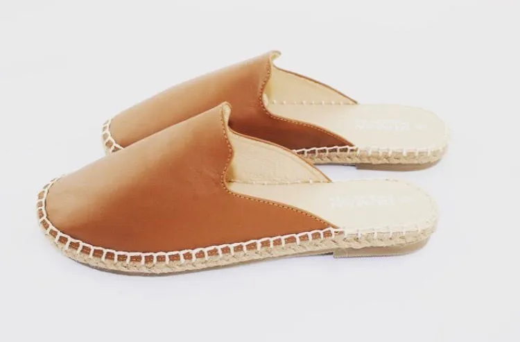 Riley Leather Espadrilles - Tan