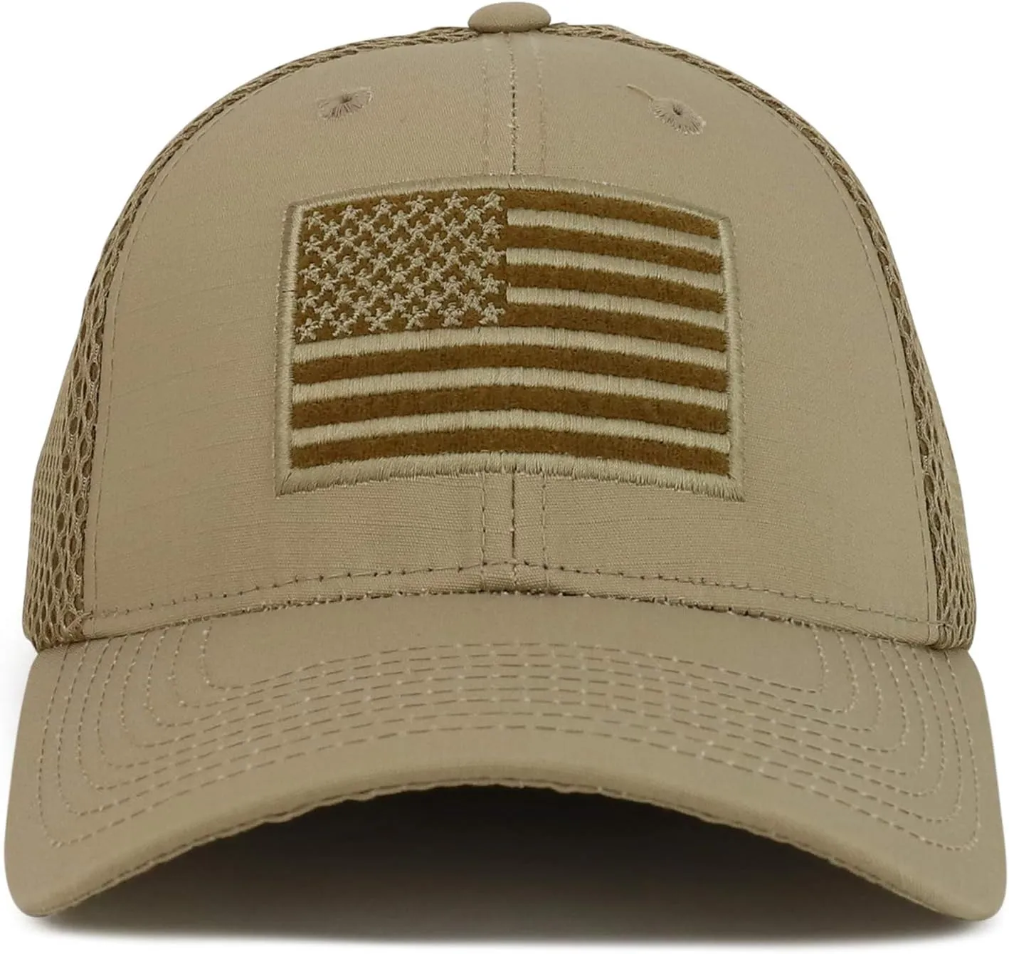 Ripstop Tear Resistant American Flag Embroidered Air Mesh Flex Cap
