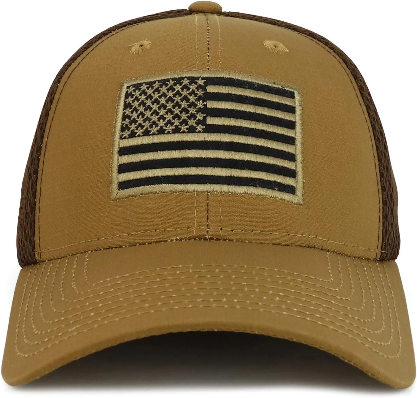 Ripstop Tear Resistant American Flag Embroidered Air Mesh Flex Cap