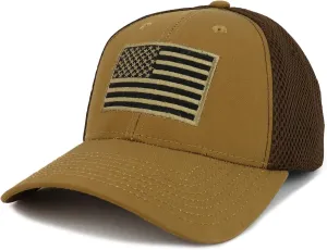 Ripstop Tear Resistant American Flag Embroidered Air Mesh Flex Cap