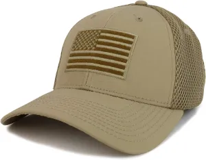 Ripstop Tear Resistant American Flag Embroidered Air Mesh Flex Cap