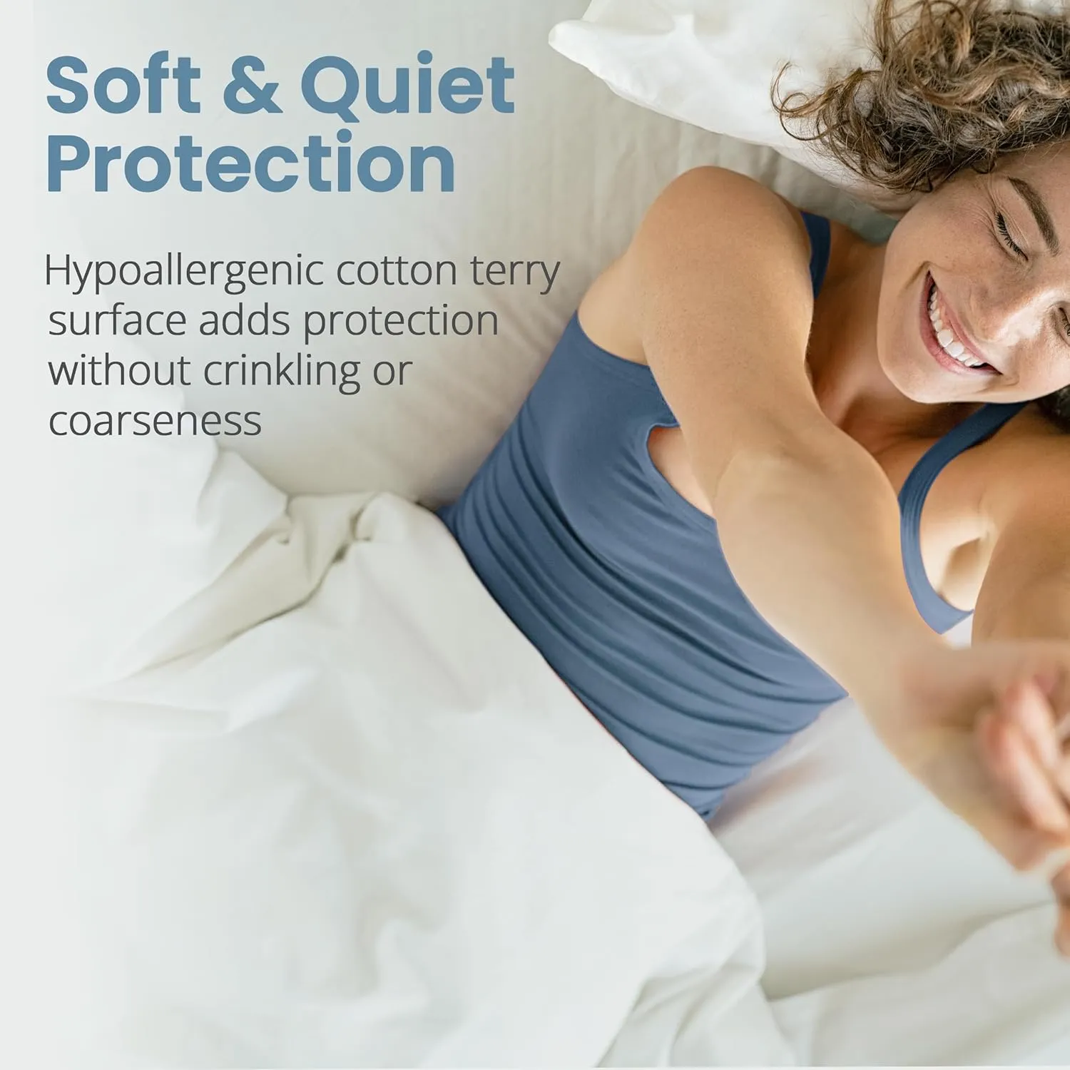 SafeRest 100% Waterproof King Size Mattress Protector - Fitted with Stretchable Pockets - Machine Washable Cotton Mattress Cover for Bed