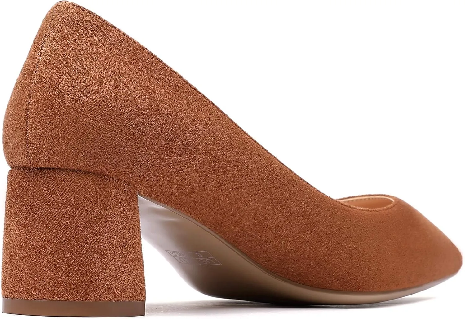 SAMMITOP Women's Women's Chunky Heels Slip-on Pumps Comfortable Leather Mid Heel Pointed Toe Block Office Classic Shoes 5 cm Heel