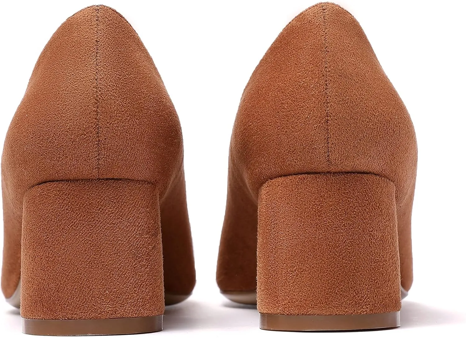 SAMMITOP Women's Women's Chunky Heels Slip-on Pumps Comfortable Leather Mid Heel Pointed Toe Block Office Classic Shoes 5 cm Heel