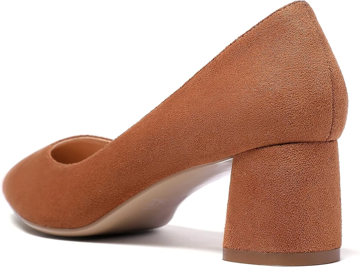 SAMMITOP Women's Women's Chunky Heels Slip-on Pumps Comfortable Leather Mid Heel Pointed Toe Block Office Classic Shoes 5 cm Heel