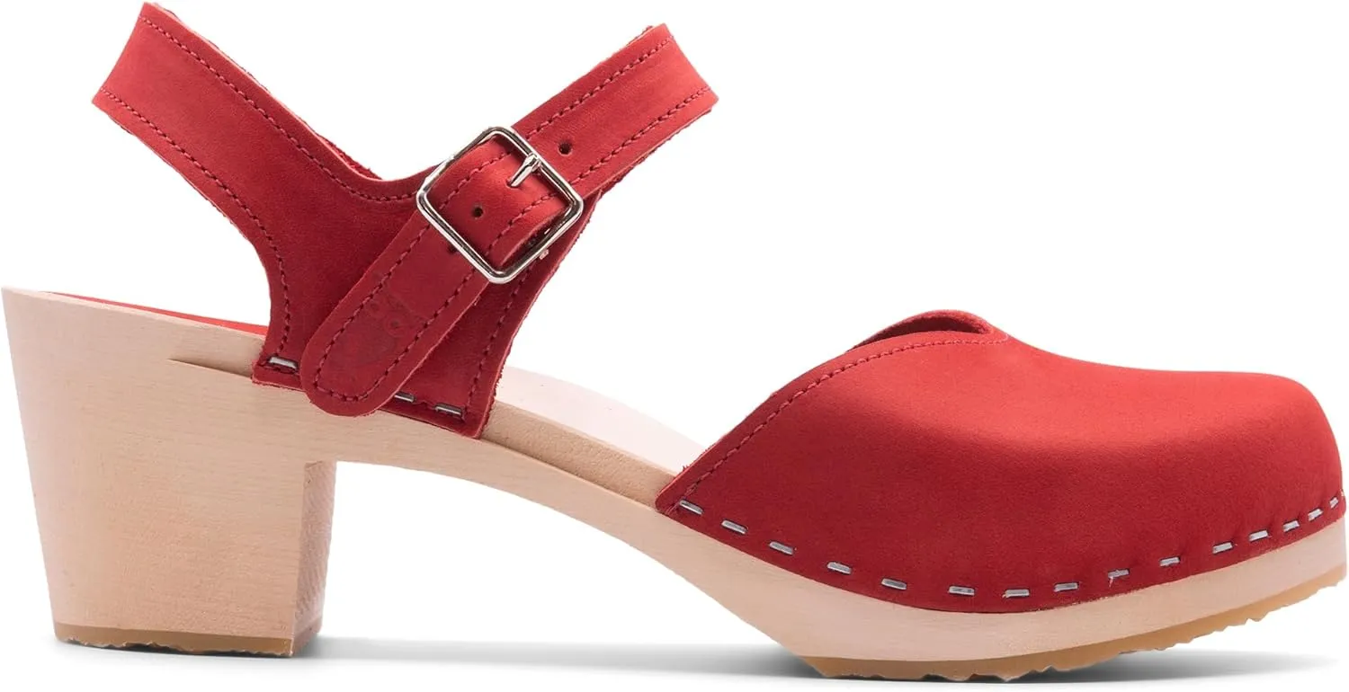 Sandgrens Handmade Swedish Wood Clogs for Women, High Heel Sandal | Victoria