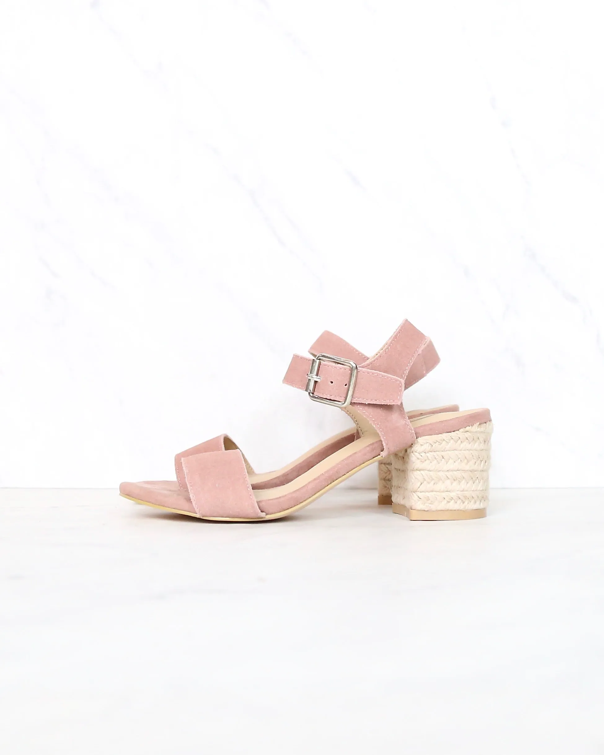 Sbicca - Whirlaway Blush Suede Leather Ankle Strap Jute Heels