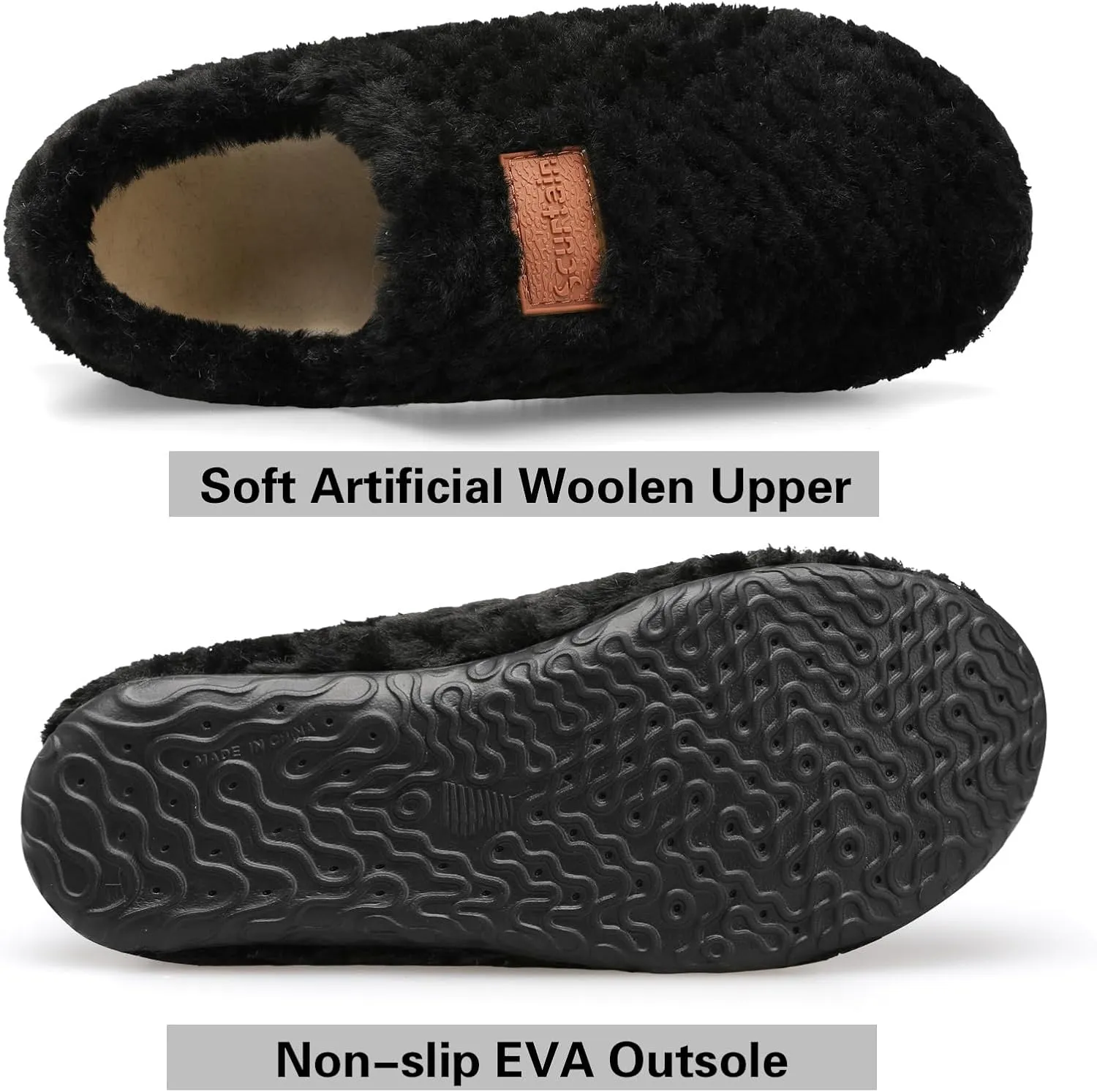 Scurtain Unisex Adults Fuzzy Casual Slippers for Women & Men, Green