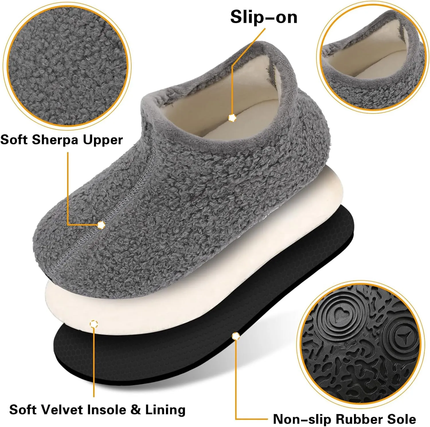 Scurtain Unisex Big Kids Little Kids Slippers Socks Artificial Woolen Slippers with Non-slip Rubber Sole for Big Boys Girls Little Boys Girls