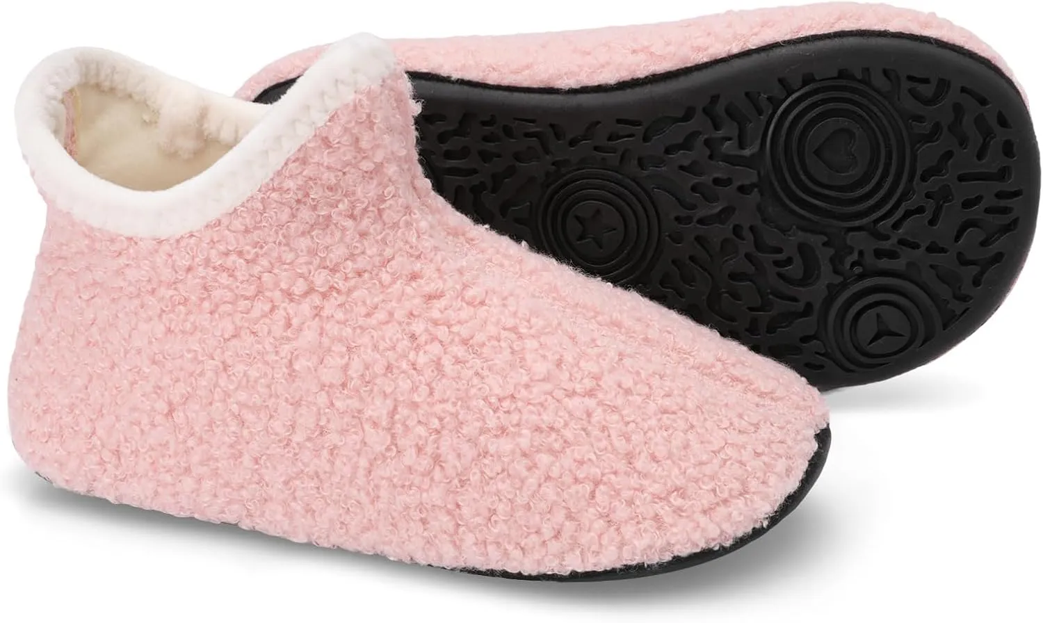 Scurtain Unisex Big Kids Little Kids Slippers Socks Artificial Woolen Slippers with Non-slip Rubber Sole for Big Boys Girls Little Boys Girls