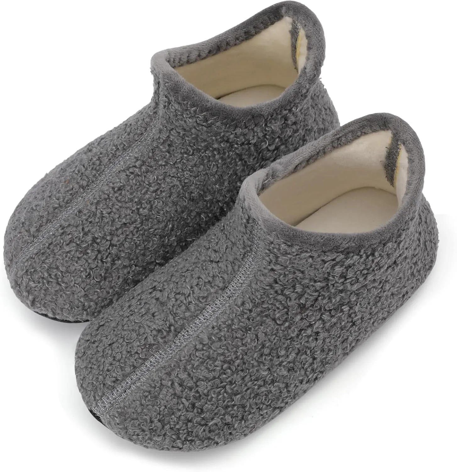 Scurtain Unisex Big Kids Little Kids Slippers Socks Artificial Woolen Slippers with Non-slip Rubber Sole for Big Boys Girls Little Boys Girls