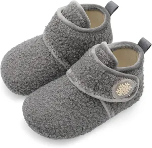 Scurtain Unisex Kids Toddler Slippers Socks Artificial Woolen Slippers with Non-slip Rubber Sole