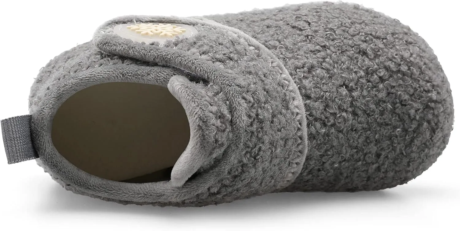 Scurtain Unisex Kids Toddler Slippers Socks Artificial Woolen Slippers with Non-slip Rubber Sole