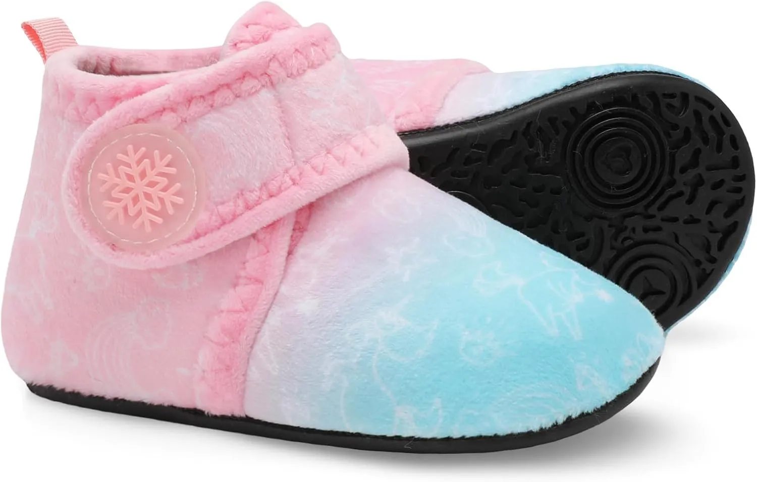 Scurtain Unisex Kids Toddler Slippers Socks Artificial Woolen Slippers with Non-slip Rubber Sole
