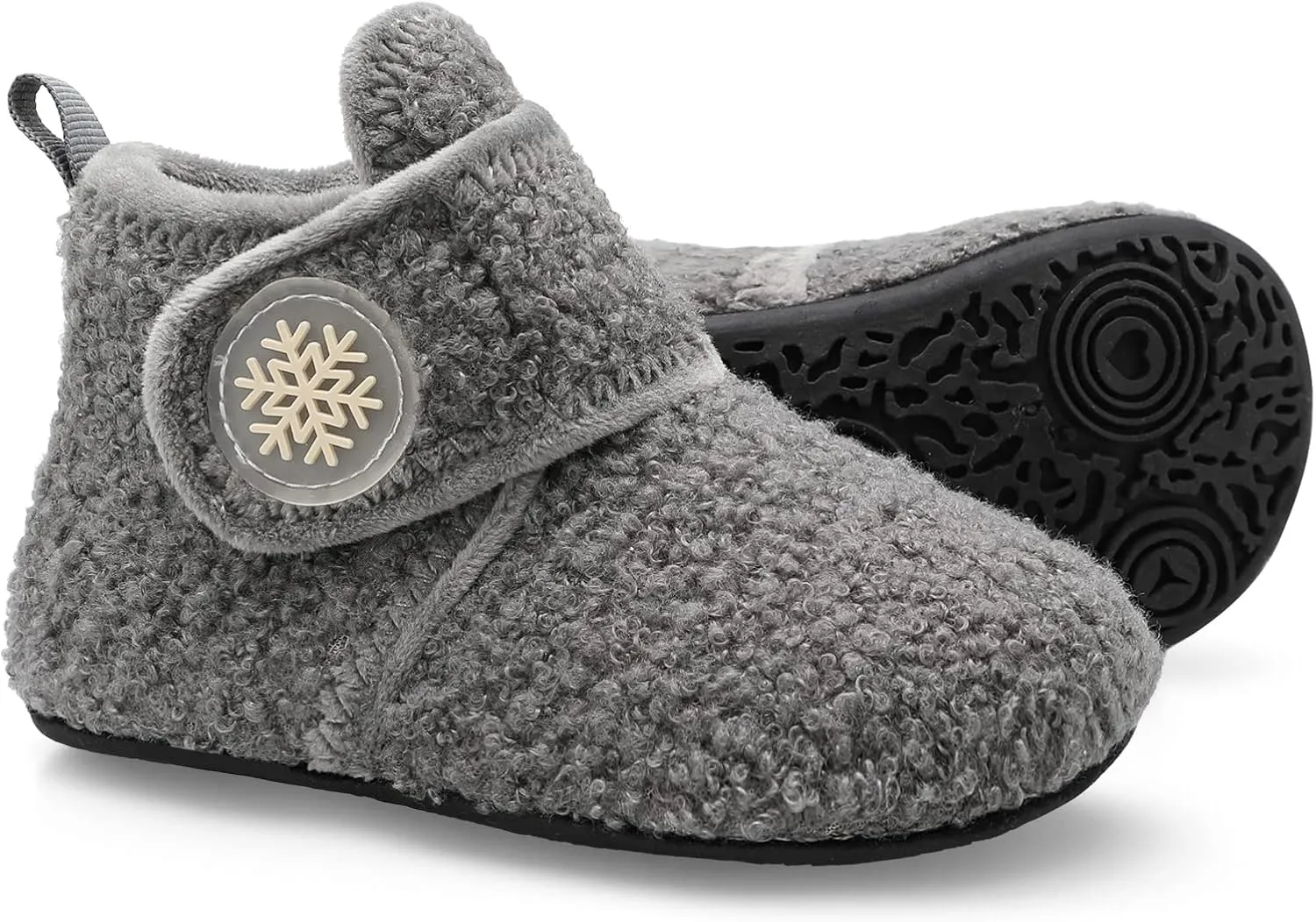 Scurtain Unisex Kids Toddler Slippers Socks Artificial Woolen Slippers with Non-slip Rubber Sole
