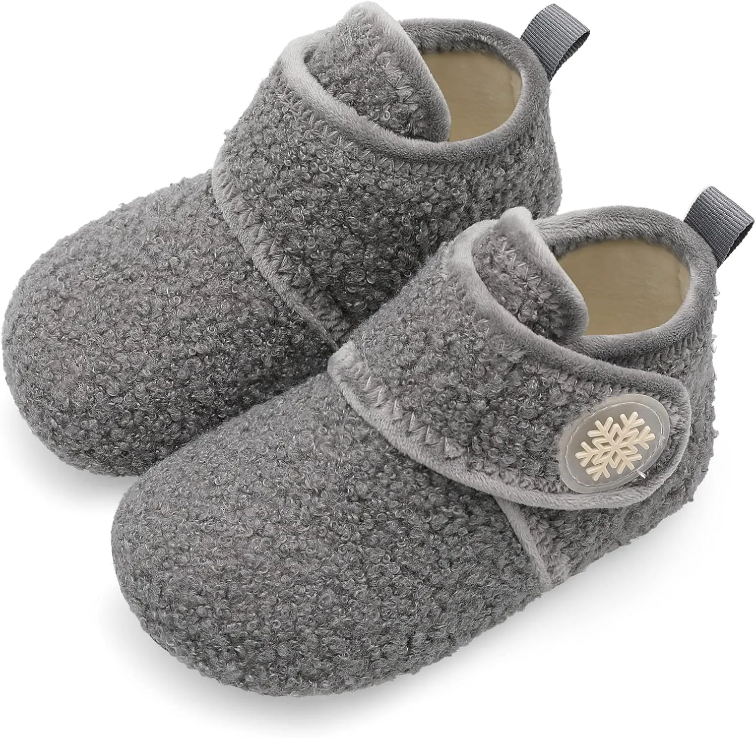 Scurtain Unisex Kids Toddler Slippers Socks Artificial Woolen Slippers with Non-slip Rubber Sole