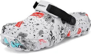 SECHRITE Men's Clogs Athletic Sports Outdoor Slip-on Mules with Cushion Beach Non Slip Home Sandals with Adjustable Back Strap - River Edge